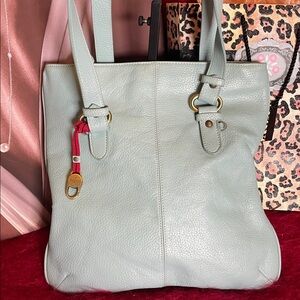 TOCCO TOSCANO ITALY PEBBLED LEATHER SHOULDER BAG VINTAGE HANDBAG BABY BLUE